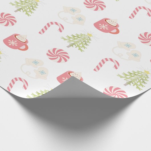 Cute Kerstfeestay Pattern White Cadeaupapier (Hoek)
