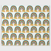 Cute Kerstfeestay Rainbow Gift Cadeaupapier (Vlak)