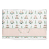 Cute Kerstfeestdagen Beer en deer Monogram Kussensloop (Achterkant)