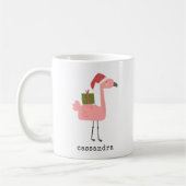 Cute kerstflamingo Illustratie aangepaste naam Koffiemok (Links)