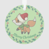Cute kerstfox en Wreath Personalized Ornament (achterkant)