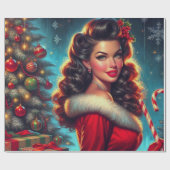 Cute KerstGirl Cadeaupapier (Vlak)