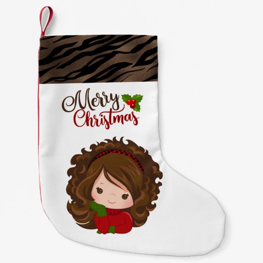 Cute KerstGirl Stocking Kleine Kerstsok (Voorkant)