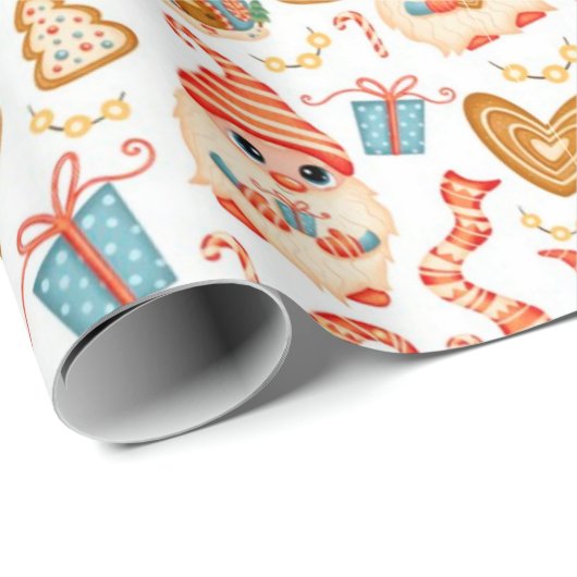 Cute Kerstgnomen Pattern Cadeaupapier (Rol Hoek)