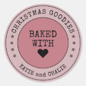 Cute kerstGoodies Heart, gepersonaliseerd Ronde Sticker (Voorkant)