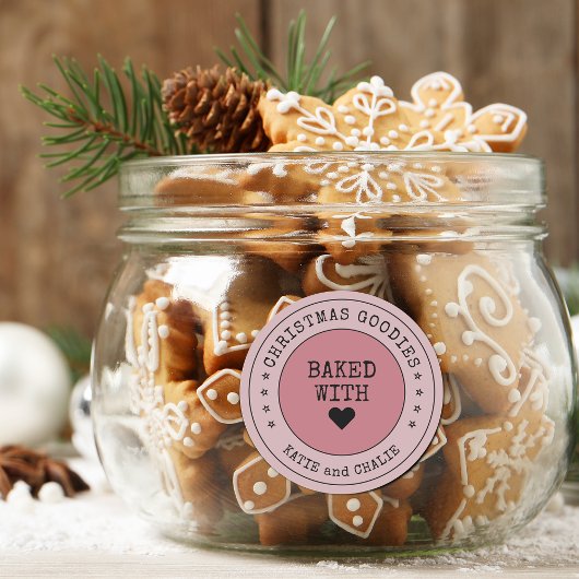 Cute kerstGoodies Heart, gepersonaliseerd Ronde Sticker