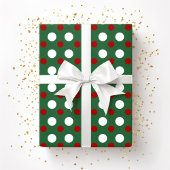 Cute KerstGreen Red Polka Dots Pattern Cadeaupapier
