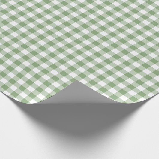 Cute KerstGreen/White Gingham Pattern Cadeaupapier (Hoek)