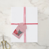 Cute kerstgrijs Kattenroze feestdag Cadeaulabel (Met Touw)