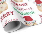 Cute Kersthamster Funny Animal Naam Cadeaupapier (Rol Hoek)