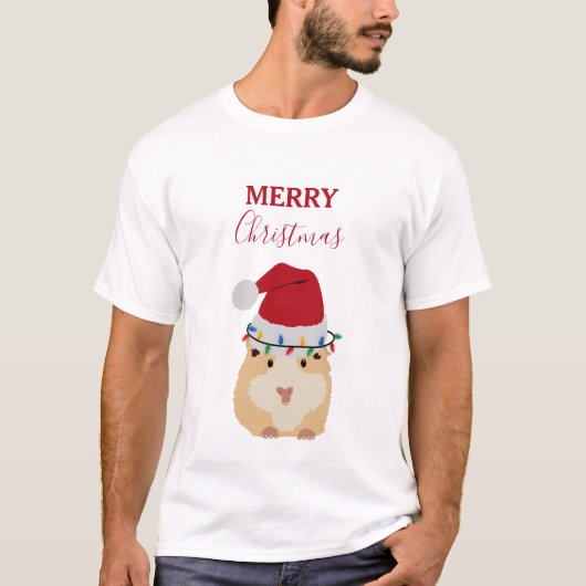Cute Kersthamster Funny Animal Santa Hat T-shirt (Voorkant)