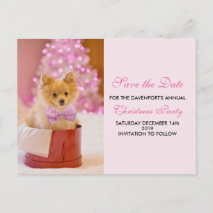 Cute Kersthond Foto slaat de datum op Briefkaart
