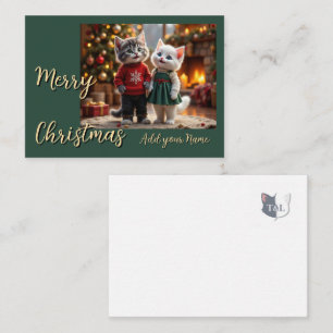 Cute Kerstkaart – Tom & Luna Haard Scene Notitiekaartje