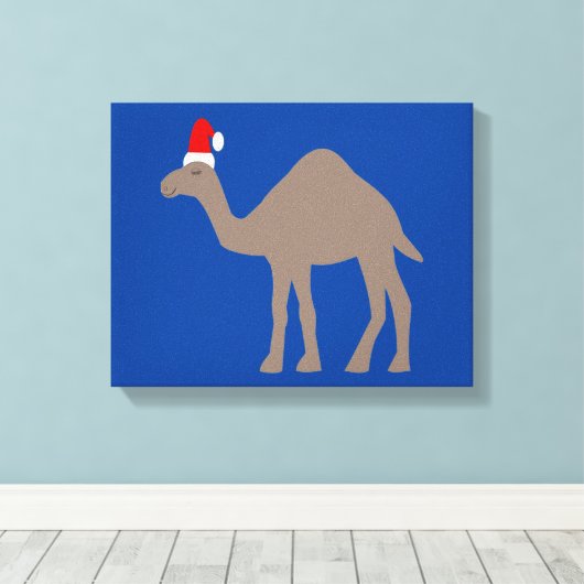 Cute kerstkamel canvas afdruk (Insitu (Houten vloer))