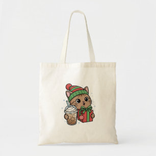 Cute Kerstkat Boodschappentas Tote Bag