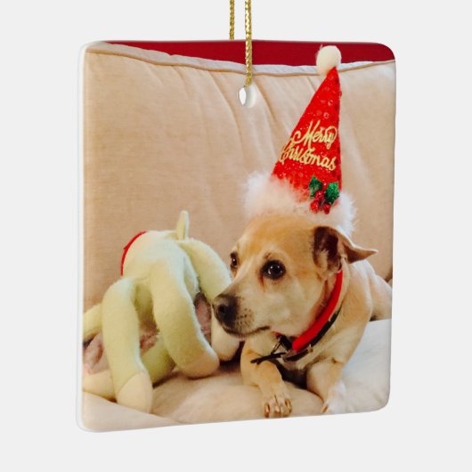 Cute Kerstkeramisch Ornament met rode keramische k (Rechts)