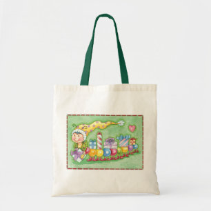 Cute Kerstkerst-driepijlertrein met Cadeaus Tote Bag