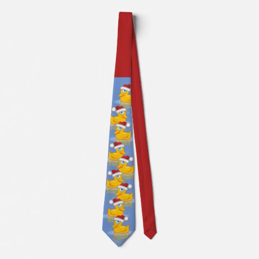 Cute kerstkerstkerstkerstman Rubber Ducks Red Blue Stropdas (Voorkant)