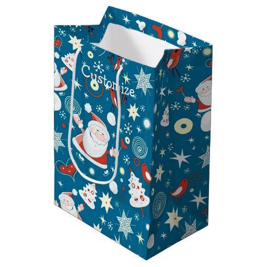 Cute Kerstkerstkerstkerstschilderpatroon Medium Cadeauzakje (Voorkant Gekanteld)