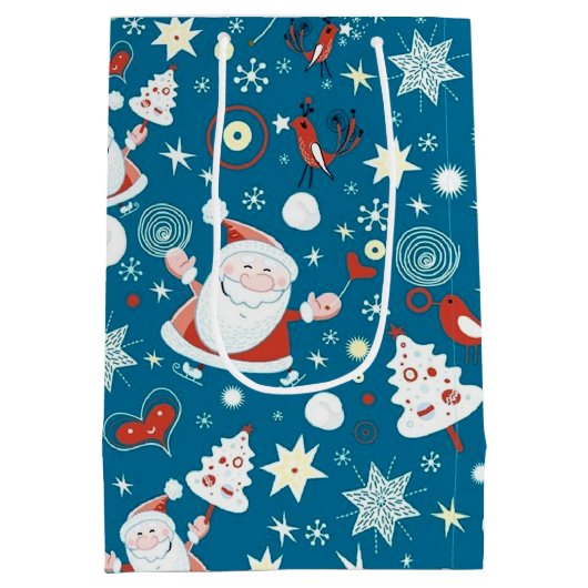 Cute Kerstkerstkerstkerstschilderpatroon Medium Cadeauzakje (Achterkant)