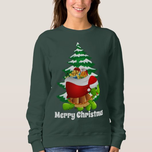 Cute Kerstkerstkerstschildpadvrouwe sweatshirts Trui (Voorkant)