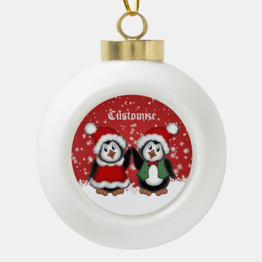 Cute Kerstkerstpinguins Ball Ornament (Voorkant)