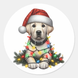 Cute kerstlabrador Retriever Ronde Sticker