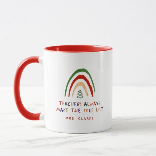Cute kerstleraar Gift Modern Drawn regenboog Mok (Links)
