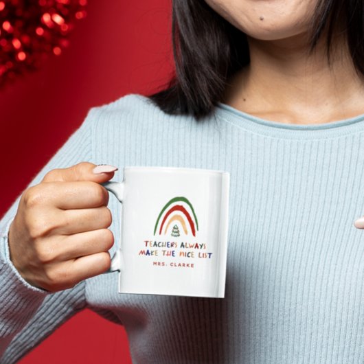 Cute kerstleraar Gift Modern Drawn regenboog Mok