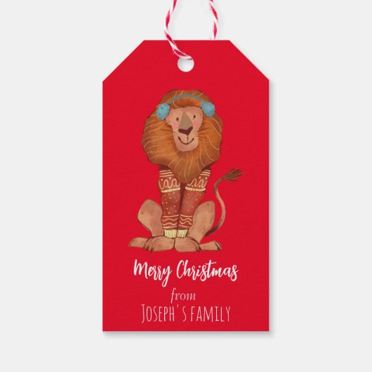 Cute kerstlion cadeaulabel (Achterkant)