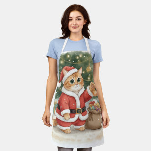 Cute Kerstman Kat Kerstmis Schort voor Kat Liefheb