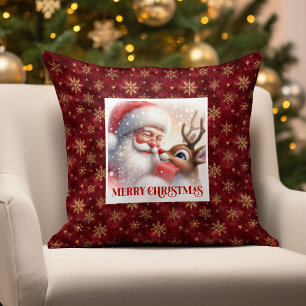 Cute Kerstman Rudolph Holiday Kussen Hoes Thuis
