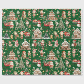 Cute Kerstmannetje zijn Werkplaats Elfen Kerst Dec Cadeaupapier (Vlak)