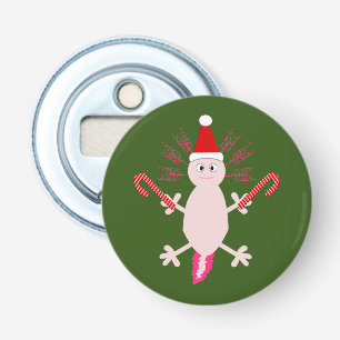 Cute Kerstmis Axolotl Button Flesopener