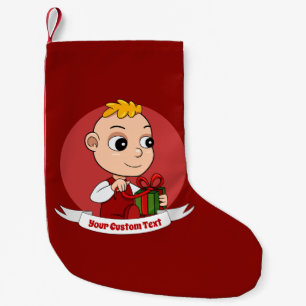 Cute Kerstmis-baby met blond haar cartoon Kleine Kerstsok