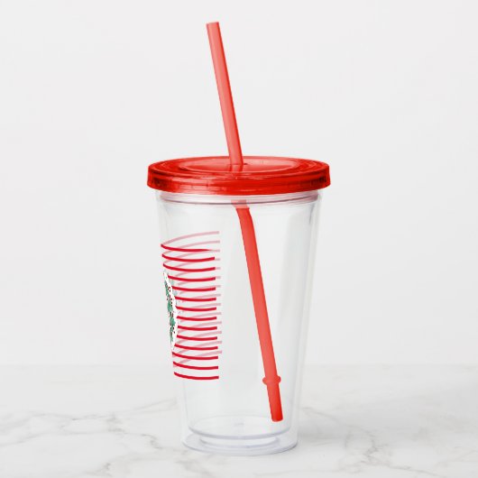 Cute Kerstmis Berry Wreated Custom Monogram Acryl Drinkbeker (Links)