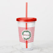 Cute Kerstmis Berry Wreated Custom Monogram Acryl Drinkbeker (Voorkant)