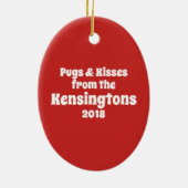 Cute Kerstmis Black Pug Santa Hat Keramisch Ornament (Achterkant)