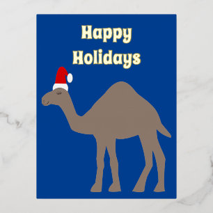 Cute Kerstmis Camel Custom Folie Feestdagen Briefkaart