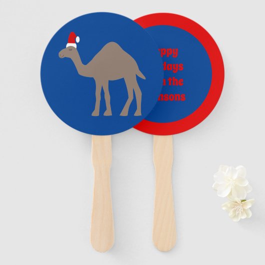 Cute Kerstmis Camel Custom Handwaaier (Voorkant en achterkant)