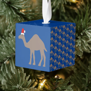 Cute Kerstmis Camel Custom Photo Upload Kubus Ornament