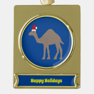 Cute Kerstmis Camel Custom Verguld Banner Ornament