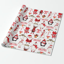 Cute Kerstmis Cartoon Pattern Cadeaupapier