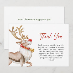 Cute Kerstmis Cartoon Reindeer Greeting Holiday Bedankkaart