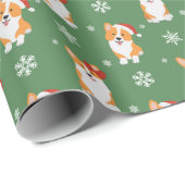 Cute Kerstmis Corgi-oppakpapier Cadeaupapier (Rol Hoek)