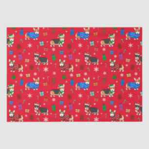 Cute Kerstmis Corgis in Petten en Sweaters Tissuepapier