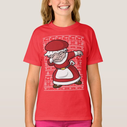 Cute Kerstmis Dabbing Mrs Claus T-shirt (Voorkant)