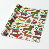 Cute Kerstmis Dachshund Cadeaupapier (Uitgerold)