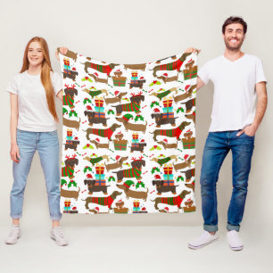 Cute Kerstmis Dachshund Fleece Deken