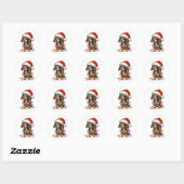 Cute Kerstmis Dachshund Ronde Sticker (Vel)